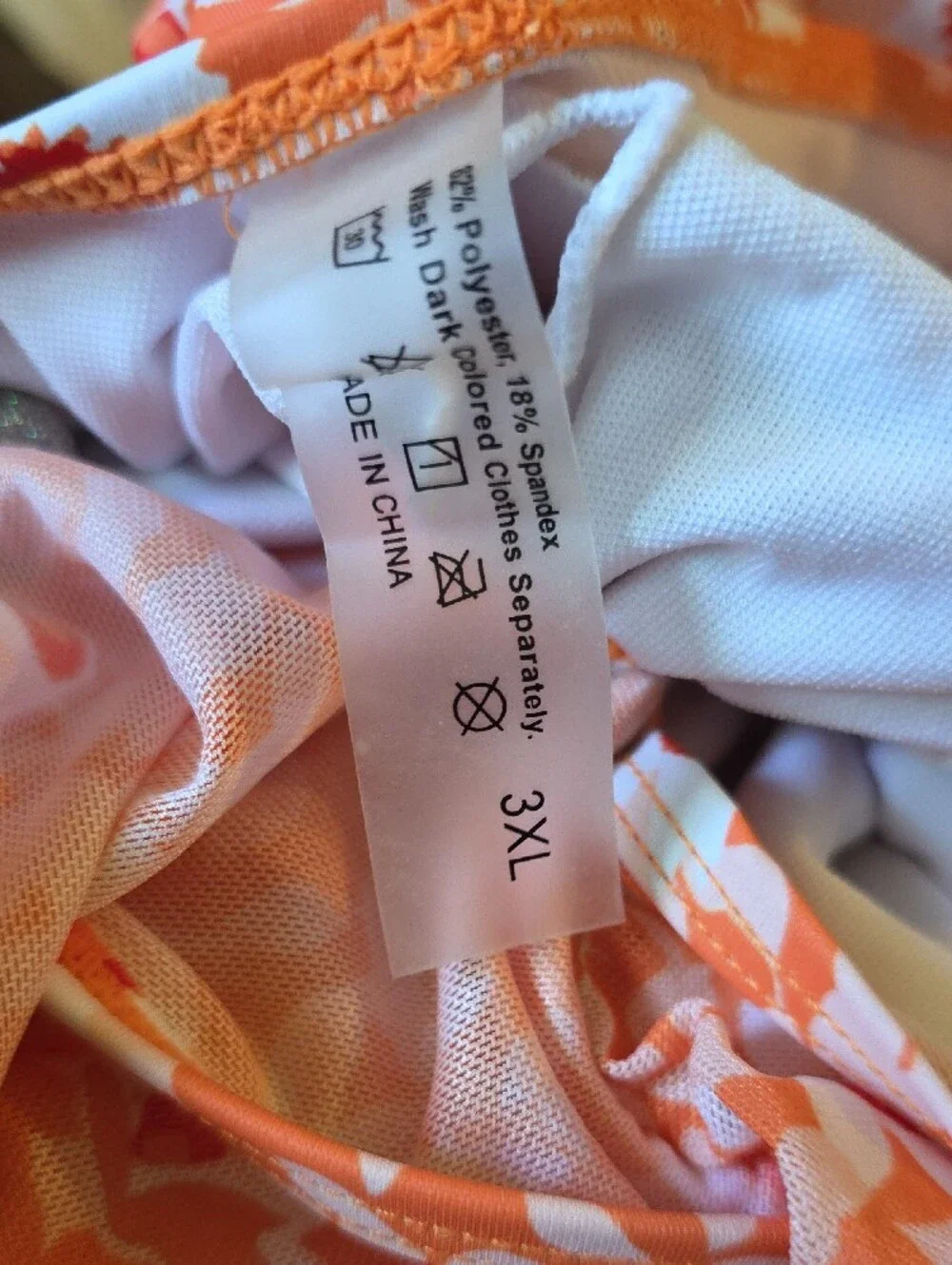 Orange Floral One-Piece Swimsuit with Lace-Up